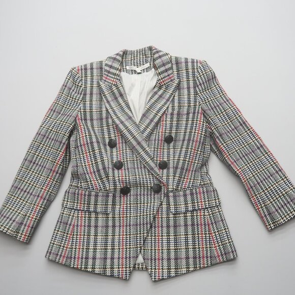 Veronica Beard Double Breasted Plaid Empire Dickey Blazer Jacket 2 - Picture 4 of 16